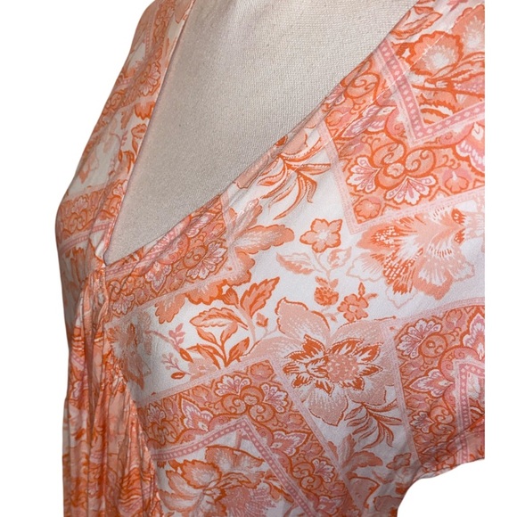 MittoShop Midi Dress Orange and White Size Small - Picture 3 of 4